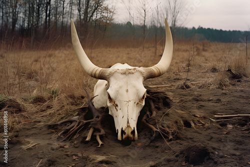 bull skull on the ground
