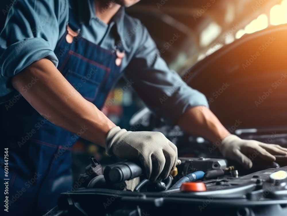 mechanic working in car mechanic working in car