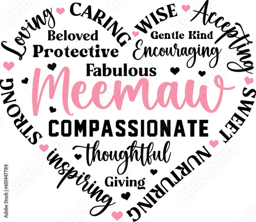 Meemaw heart Shape svg, Aunt svg