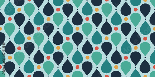Retro water drops background. Seamless pattern. Vector. レトロな水滴パターン