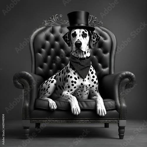 dalmatian sitting on a sofa photo