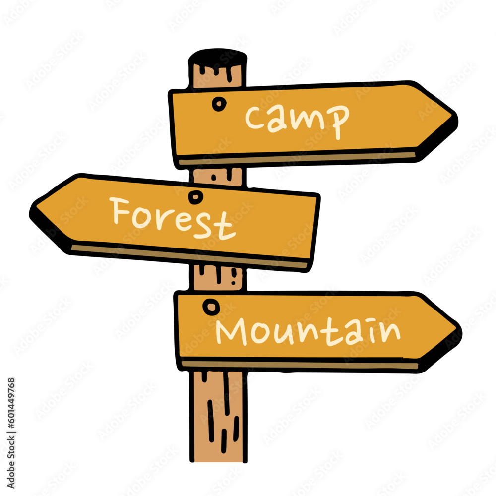 Trail Signs. Camping Concept, Simple style, Vector Illustration. Trail Signs. Camping Concept, Simple style, Vector Illustration.
