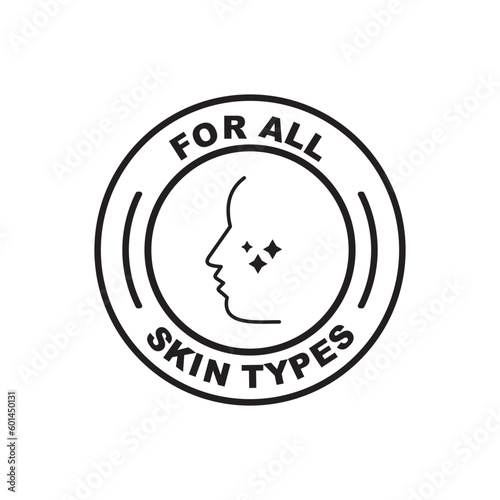 for all skin types icon. suitable for skincare products. color badge, seal, sticker, logo, and symbol variants. Isolated vector illustration 