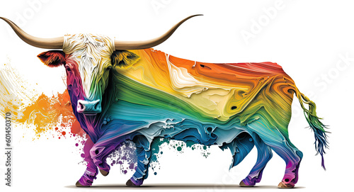Texas Longhorn Bull Transparent Background Generative AI Illustration  © Christopher Boswell