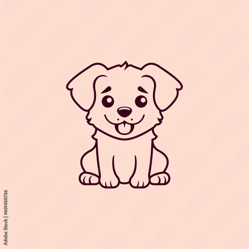 Cute Puppy Dog Mascot Cartoon Logo Design Icon Illustration Character Hand Drawn. Suitable for every category of business, company, brand like pet store or pet shop, toys, food, and Animal logo design