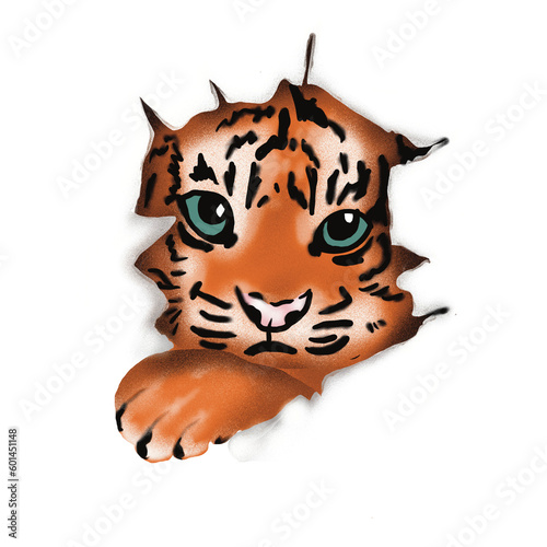 baby tiger ripped paper