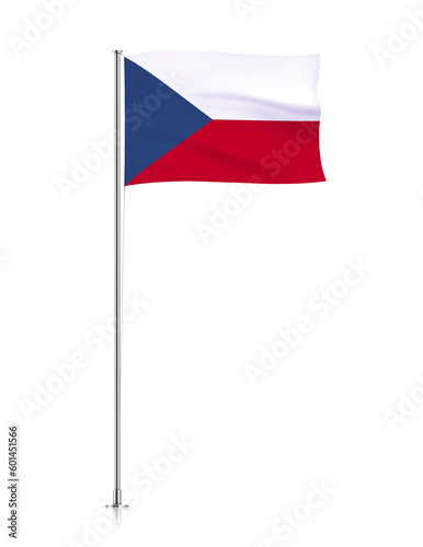 Czech Republic flag, waving flag of Czech Republic on pole 