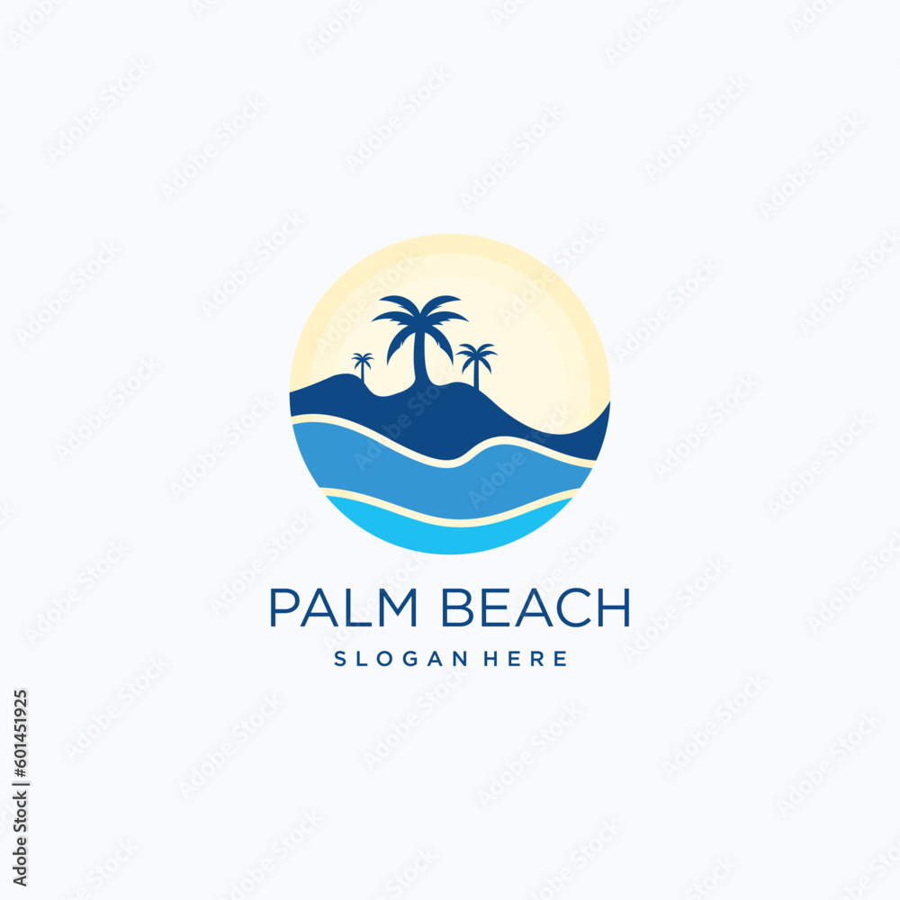 Palm beach logo vector design with modern style Palm beach logo vector design with modern style