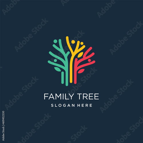 Family tree logo vector design with modern style