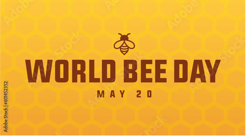 world bee day may 20 vector template design with bee icon and bee hive abstract background 