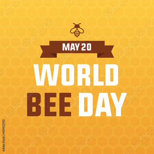 world bee day may 20 vector template design with bee icon and bee hive abstract background 