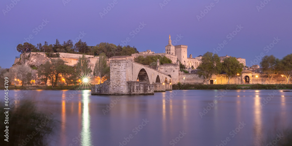 Avignon. Old medieval bridge of St. Benezet across the river Rhone.
