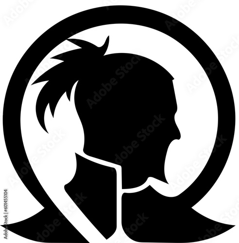 Warrior logo design in black color, vector illustration of a swordsman 