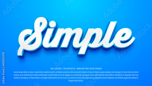Simple blue 3d editable text effect premium vector