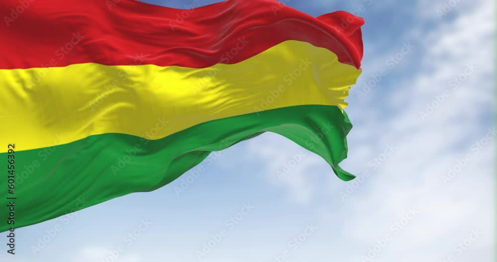 Seamless loop in slow motion of Bolivia national flag waving in the wind