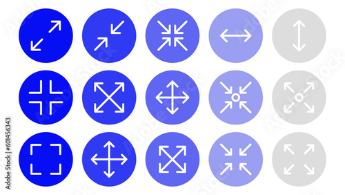 Fullscreen Mode Icons Set. Full Display Icons Collection. Screen Expansion Vector Icons. Fullscreen User Interface Icons. Full-Screen Visualization Icons. Vector Editable Stroke. 