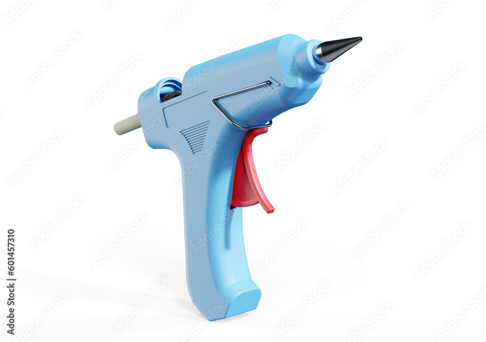 Glue Gun on the wooden table. 3D rendering Glue Gun on the wooden table. 3D rendering
