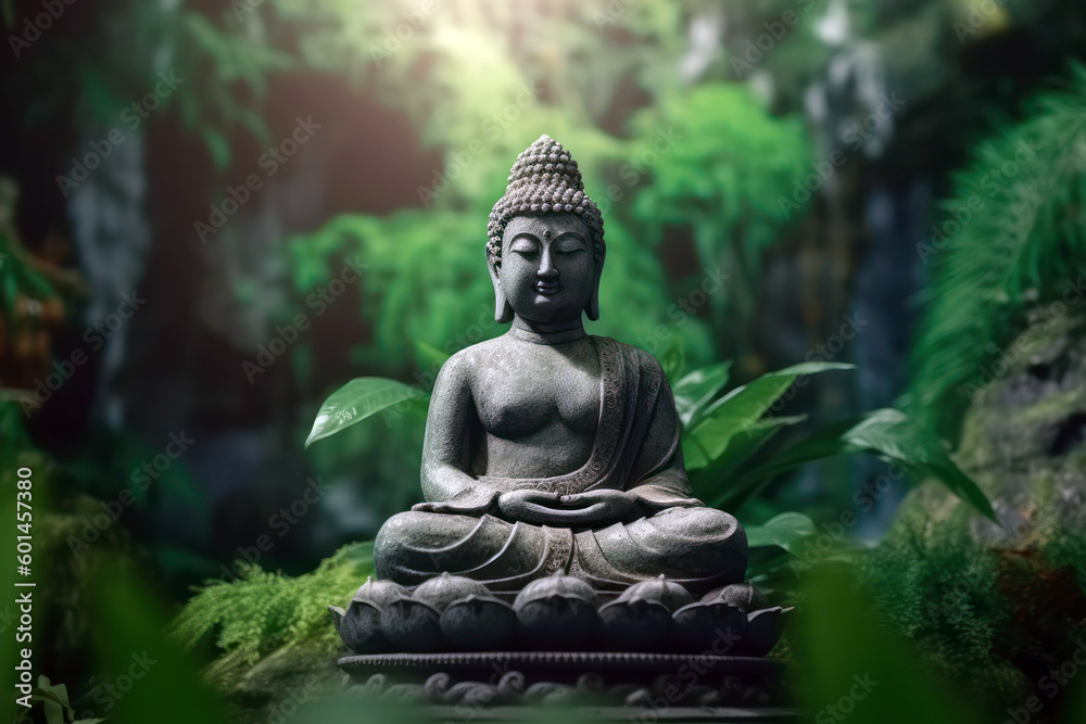 buddha statue in the garden, generative ai buddha statue in the garden, generative ai