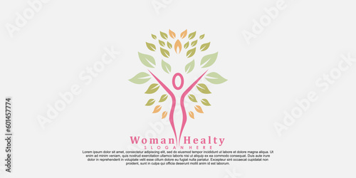 woman healty logo design life