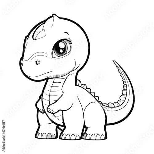 Cute Baby Trex Dinosaur Animal For Coloring Book Or Coloring Page For Kids Vector Clipart Illustration © DieZeeL