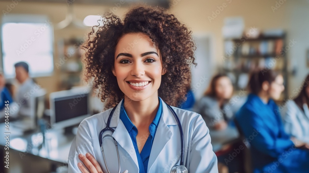 Fototapeta premium Portrait Female Physicians Doctors together, Generative AI