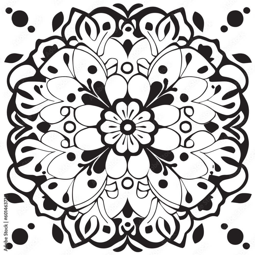 Flower clipart vector design black and white
