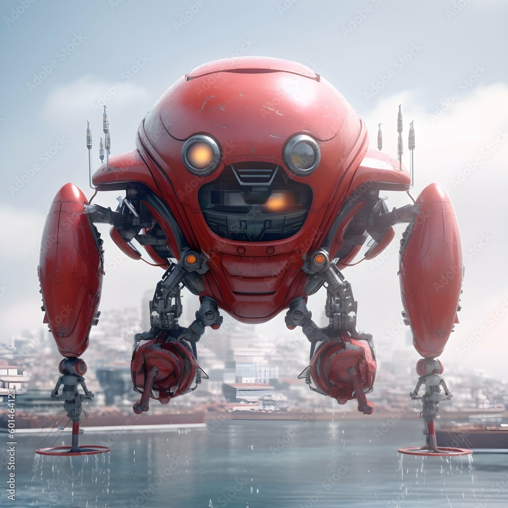 Fototapeta premium Red surreal robot