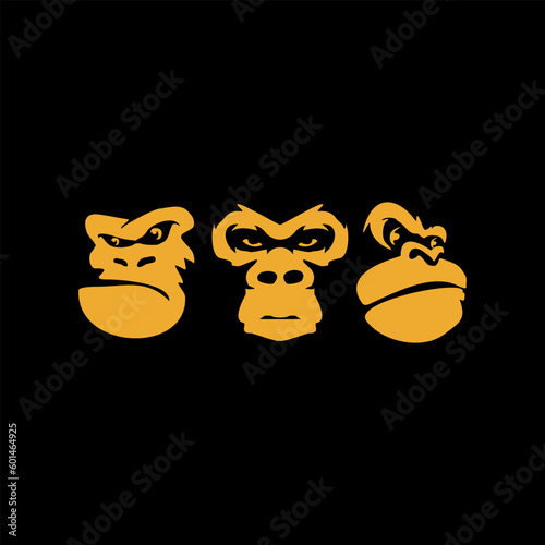 Collection of head gorilla vector template 