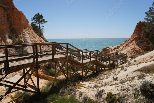 bay at the stone algrave in Portugal with sandy beach