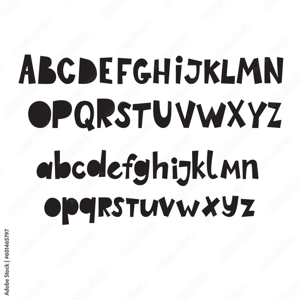 Alphabet, handprint, letters, calligraphy, lettering. Ideal for children's design posters, cards