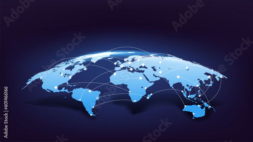 World communication scheme. Vector 3d illustration 