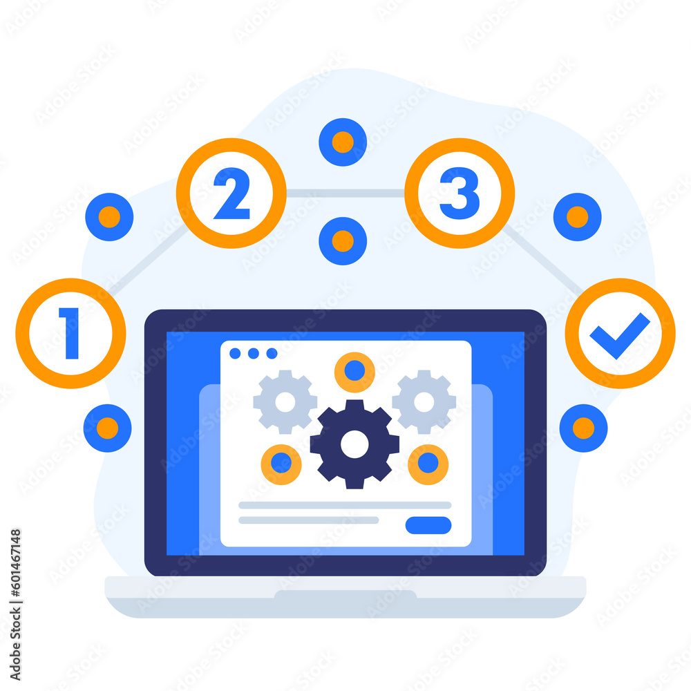 project execution icon with laptop project execution icon with laptop