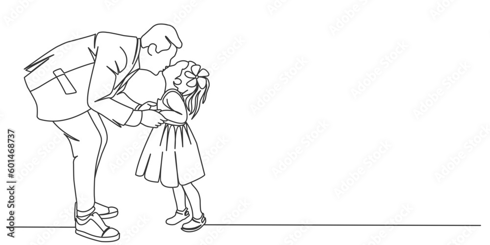 Father and daughter line art illustration, fathers day line art style vector illustration Father and daughter line art illustration, fathers day line art style vector illustration