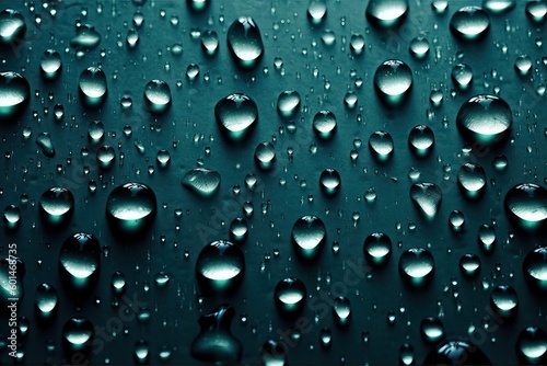 Close up image of a transparent surface with rain drops, generative ai