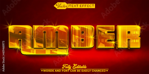 Shiny Gems Orange Amber Vector Editable Text Effect Template