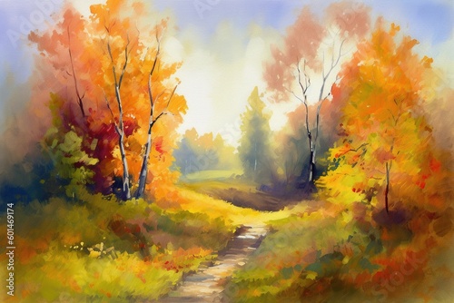 autumn landscape watercolor -Ai