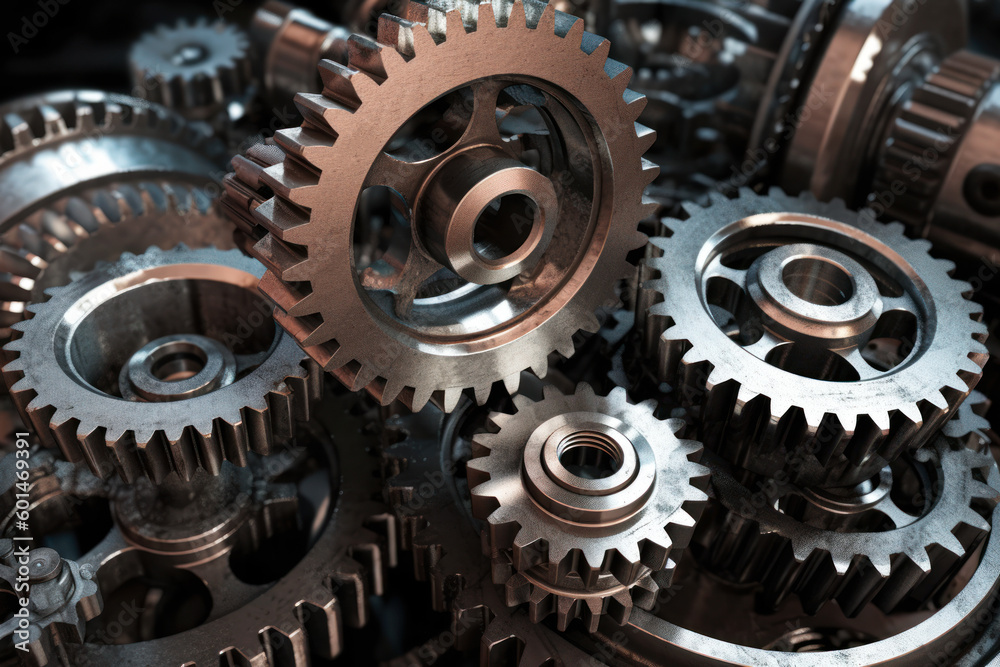 mechanical silver gold gears background generative ai mechanical silver gold gears background generative ai