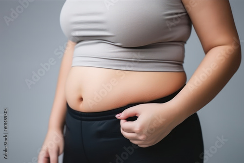 overweight woman, obesity belly generative ai photo