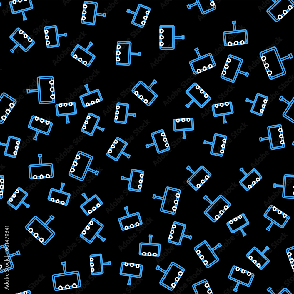 Line Blank big billboard with lights icon isolated seamless pattern on black background. Vector Line Blank big billboard with lights icon isolated seamless pattern on black background. Vector