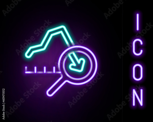 Glowing neon line Global economic crisis icon isolated on black background. World finance crisis. Colorful outline concept. Vector