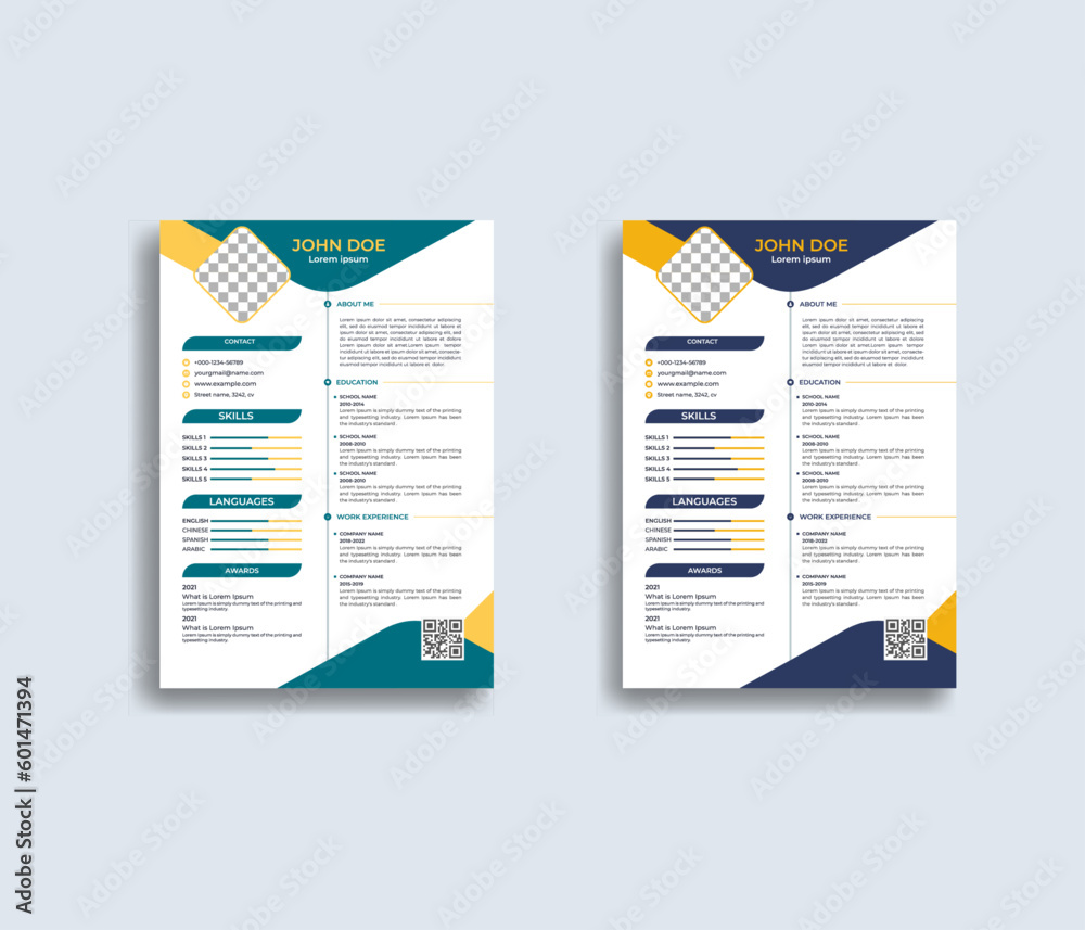 Modern curriculum creative resume cv template design Stock Vector ...
