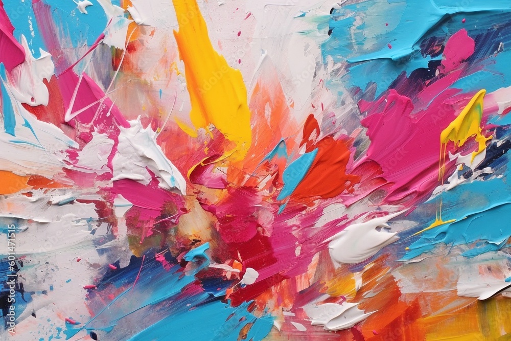 Dynamic Abstract Painting, Bold Splatters Evoking Spontaneity and Freedom, Generative AI