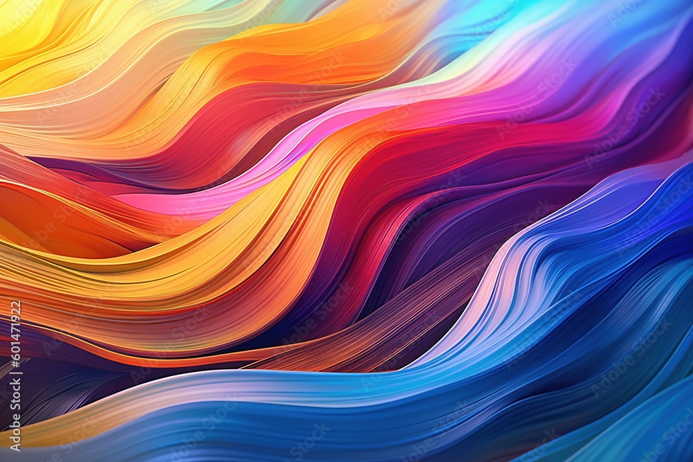Vibrant Abstract Waves, Fluidity and Rhythm Expressed through Bold Colours, Generative AI Vibrant Abstract Waves, Fluidity and Rhythm Expressed through Bold Colours, Generative AI