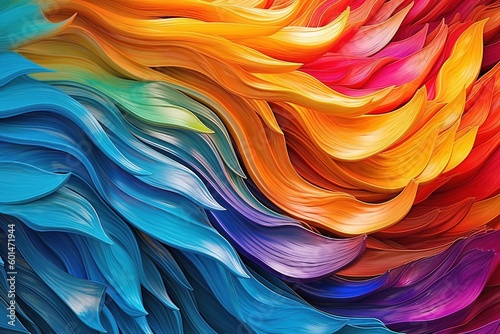 Vibrant Abstract Waves, Fluidity and Rhythm Expressed through Bold Colours, Generative AI