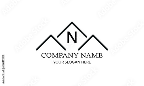 Simple linear logo with initial letter N. Suitable for branding, advertising, real estate, construction, business, business card, etc.