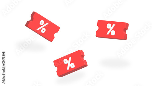 discount voucher percentage online shopping   3d rendering,discount red, percentage