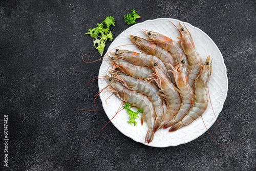 Fotografie raw shrimp gambas prawn seafood meal food snack on the table copy space food bac
