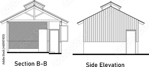 Hygienic modern cow barn illustration vector sketch