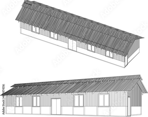 Hygienic modern cow barn illustration vector sketch