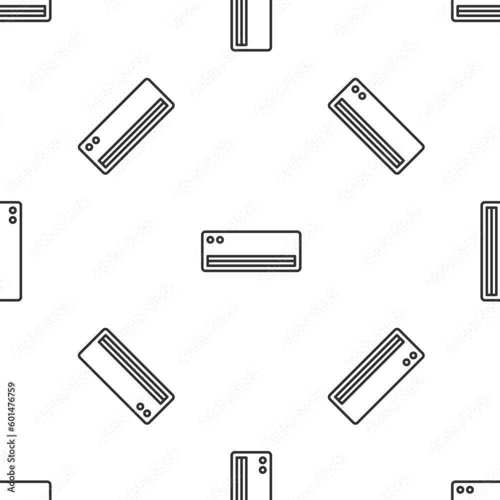 Grey line Air conditioner icon isolated seamless pattern on white background. Split system air conditioning. Cool and cold climate control system. Vector Grey line Air conditioner icon isolated seamless pattern on white background. Split system air conditioning. Cool and cold climate control system. Vector